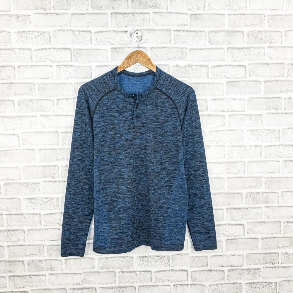 Lululemon Long Sleeve Henley Shirt in Heather Blue size Small